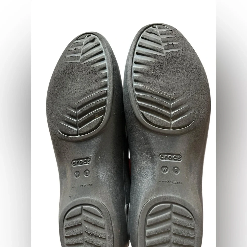 Crocs Laura Ballet Flats Women's 8 Black Cut Out Rubber Waterproof Slip On Shoes